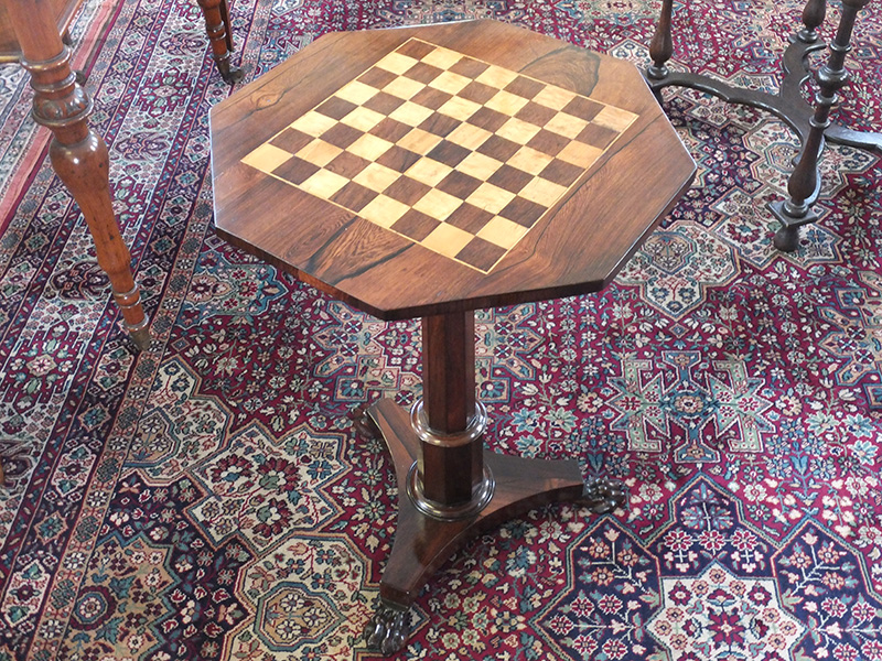 Regency rosewood pedestal games table
